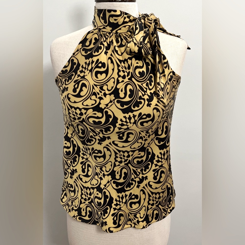 INC International Concepts Silk Tie Neck Halter Blouse